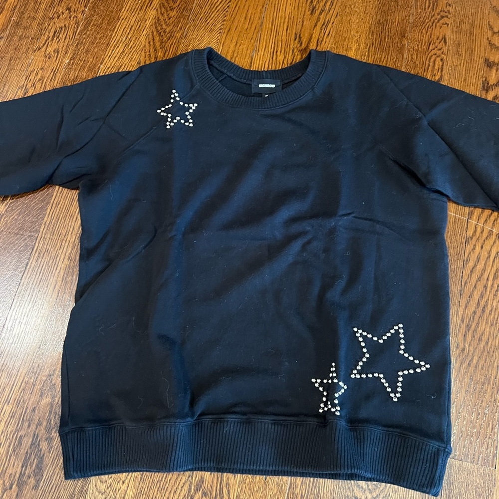 Monrow Sweatshirt with Embellished Silver Bead Star - size M